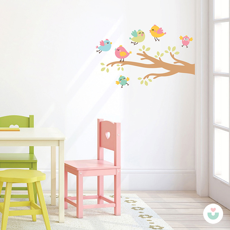 Daldaki Kuşlar Duvar Sticker - 1
