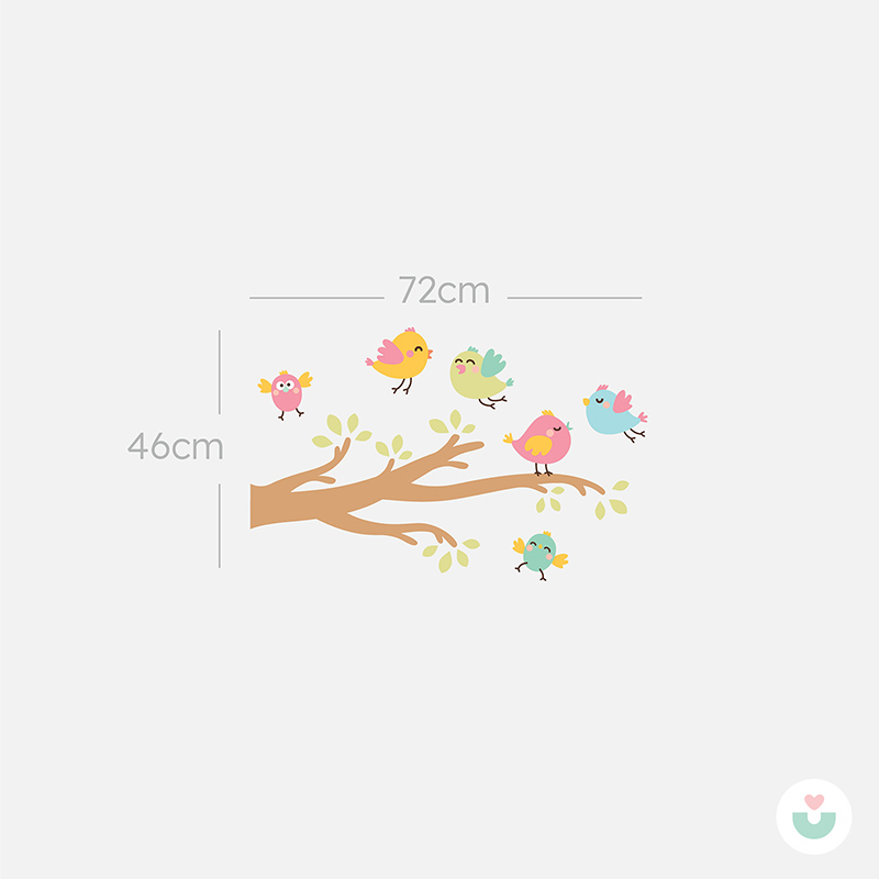 Daldaki Kuşlar Duvar Sticker - 5