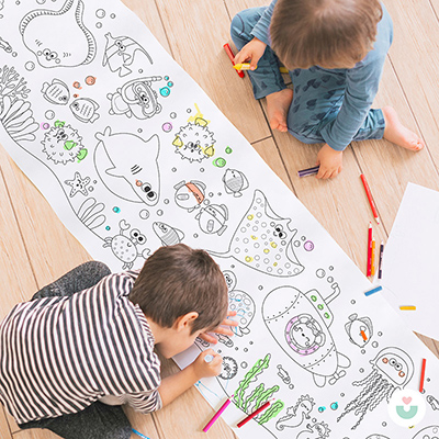 Deniz Altı Dünyası Dev Boyama Kağıdı - Renkli Deniz Canlılarıyla Dopdolu Rulo - 3