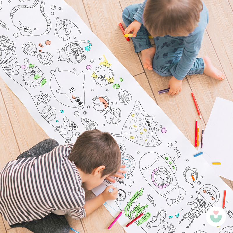 Deniz Altı Dünyası Dev Boyama Kağıdı - Renkli Deniz Canlılarıyla Dopdolu Rulo - 3