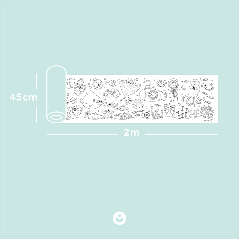 Deniz Altı Dünyası Dev Boyama Kağıdı - Renkli Deniz Canlılarıyla Dopdolu Rulo - 5