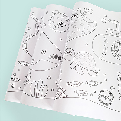 Deniz Altı Dünyası Dev Boyama Kağıdı - Renkli Deniz Canlılarıyla Dopdolu Rulo - 4