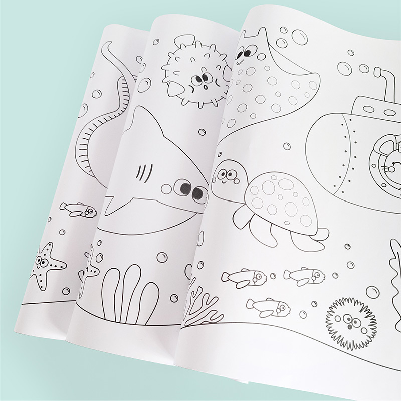 Deniz Altı Dünyası Dev Boyama Kağıdı - Renkli Deniz Canlılarıyla Dopdolu Rulo - 4