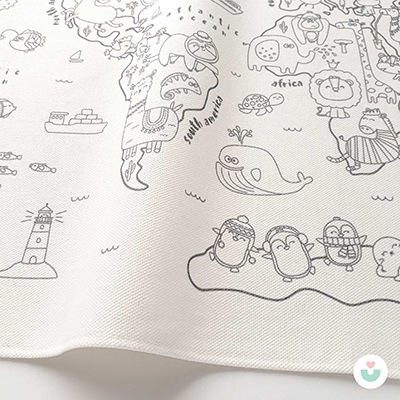 Hayvanlar Alemi Dünya Haritası Duvar Örtüsü, Siyah-Beyaz - 2