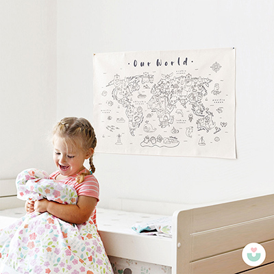 Hayvanlar Alemi Dünya Haritası Duvar Örtüsü, Siyah-Beyaz - 3