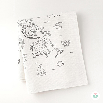 Hayvanlar Alemi Dünya Haritası Duvar Örtüsü, Siyah-Beyaz - 4