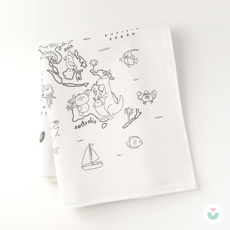 Hayvanlar Alemi Dünya Haritası Duvar Örtüsü, Siyah-Beyaz - 4