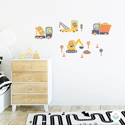 İş Makinaları Duvar Sticker - 1