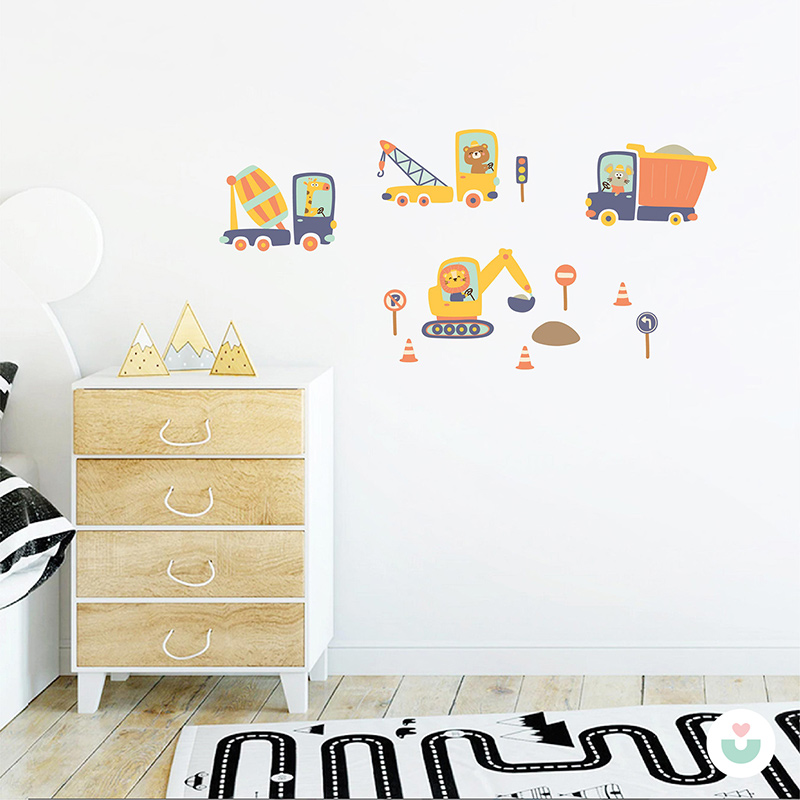 İş Makinaları Duvar Sticker - 1