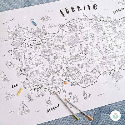 Keşfet Türkiye! Dev Boyama Kağıdı, Eğlenceli Oyunlarla Dolu Aktivite Kağıdı Hediyeli - 3