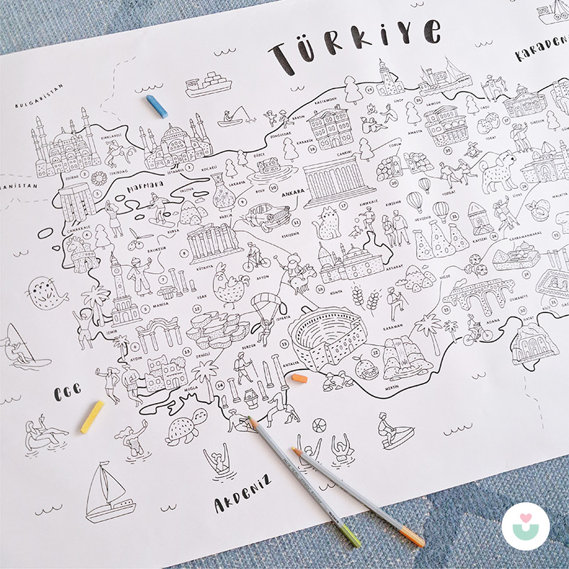 Keşfet Türkiye! Dev Boyama Kağıdı, Eğlenceli Oyunlarla Dolu Aktivite Kağıdı Hediyeli - 3