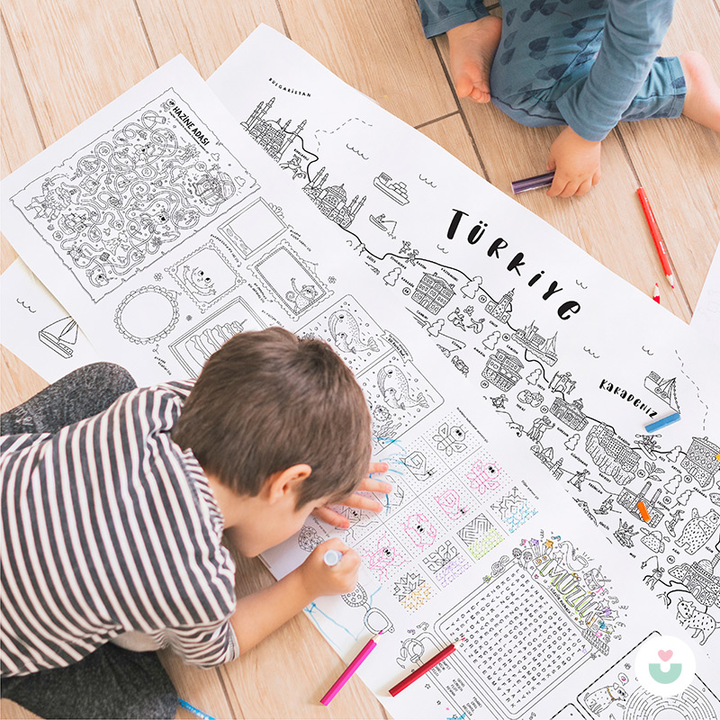 Keşfet Türkiye! Dev Boyama Kağıdı, Eğlenceli Oyunlarla Dolu Aktivite Kağıdı Hediyeli - 4
