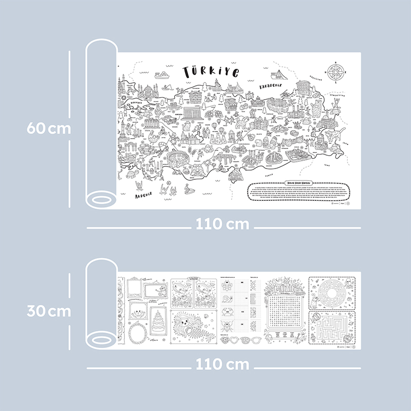 Keşfet Türkiye! Dev Boyama Kağıdı, Eğlenceli Oyunlarla Dolu Aktivite Kağıdı Hediyeli - 6