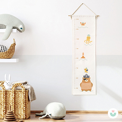 Minik Korsanlar Boy Cetveli Duvar Örtüsü, Organik Pamuk Kumaş - Jüppo