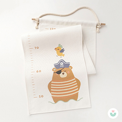 Minik Korsanlar Boy Cetveli Duvar Örtüsü, Organik Pamuk Kumaş - Jüppo (1)