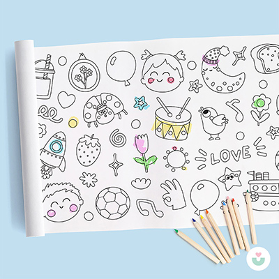 Mutluluk Dünyası Dev Boyama Kağıdı - 100+ Eğlenceli Figürle Dolu - Jüppo