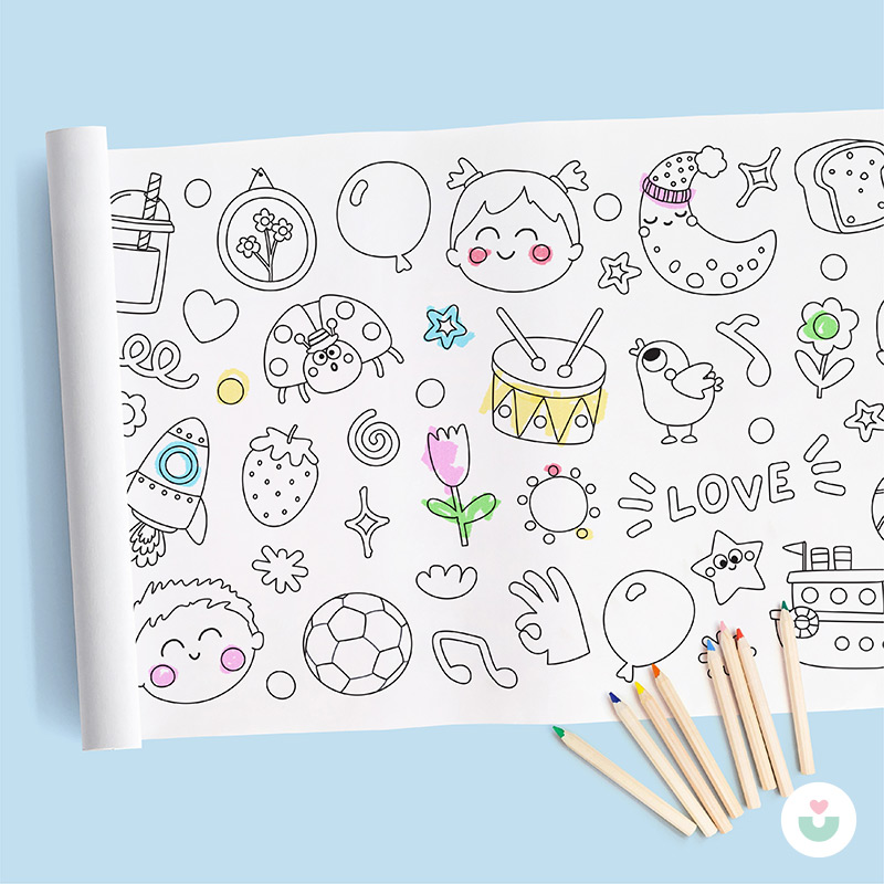 Mutluluk Dünyası Dev Boyama Kağıdı - 100+ Eğlenceli Figürle Dolu - 1