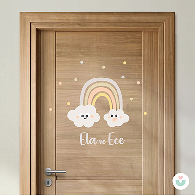 Neşeli Gökkuşağı İsme Özel Duvar Sticker - Jüppo