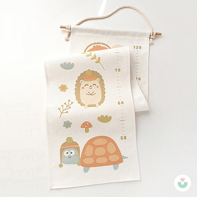 Orman Hayvanları Duvar Örtüsü Boy Cetveli, Organik Pamuk Kumaş - Jüppo (1)