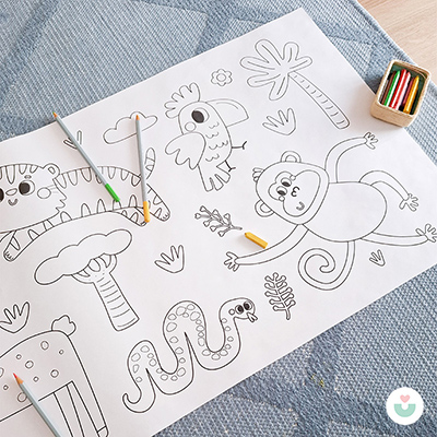 Safari Macerası Dev Boyama Kağıdı - Çocuklar İçin Eğlenceli Boyama - 3