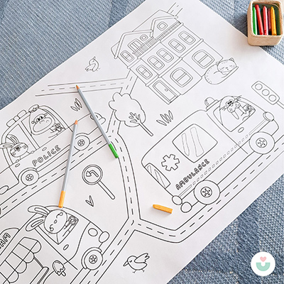 Şehirde Trafik Dev Boyama Kağıdı - Araçlarla Dolu Şehir Macerası - Jüppo (1)