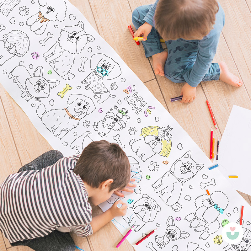 Sevimli Patiler Dev Boyama Kağıdı - 22 Köpek Cinsiyle Dolu Rulo - 3