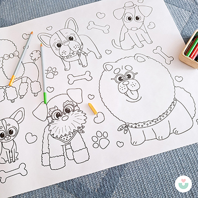 Sevimli Patiler Dev Boyama Kağıdı - 22 Köpek Cinsiyle Dolu Rulo - Jüppo (1)