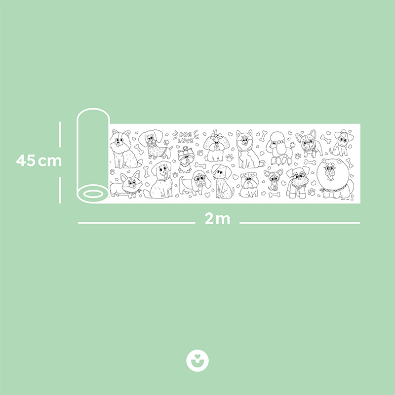 Sevimli Patiler Dev Boyama Kağıdı - 22 Köpek Cinsiyle Dolu Rulo - 5