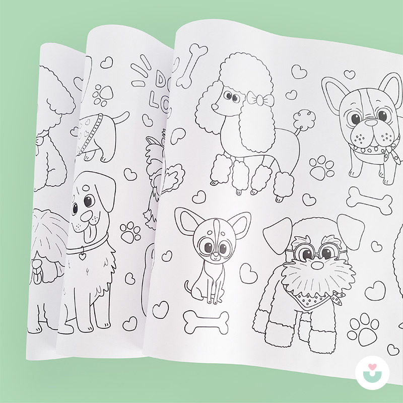 Sevimli Patiler Dev Boyama Kağıdı - 22 Köpek Cinsiyle Dolu Rulo - 4