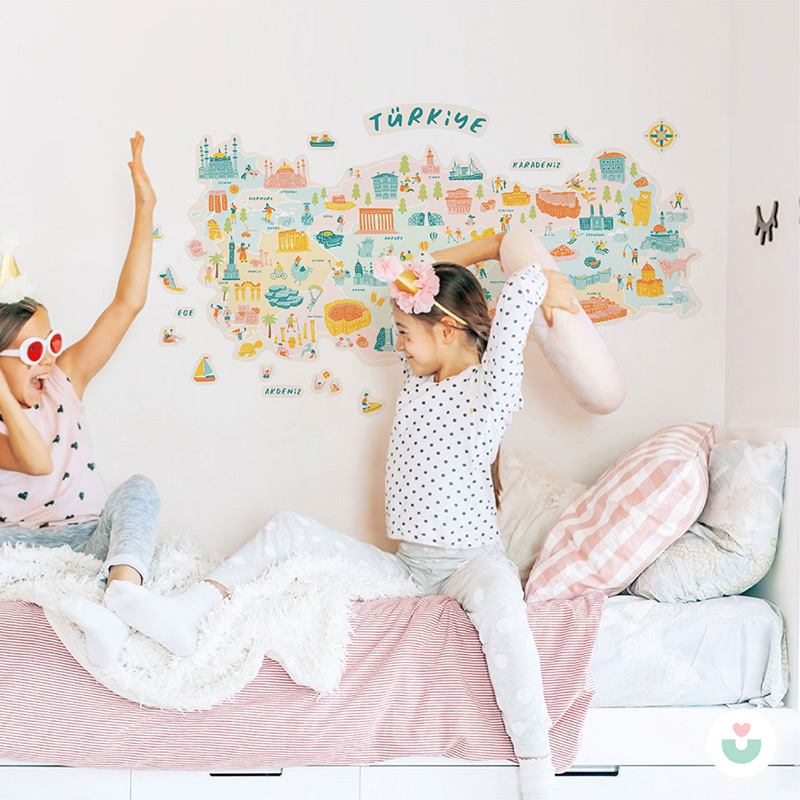 Türkiye Kültür Haritası Duvar Sticker - Pastel - 2