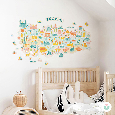 Türkiye Kültür Haritası Duvar Sticker - Pastel - 4