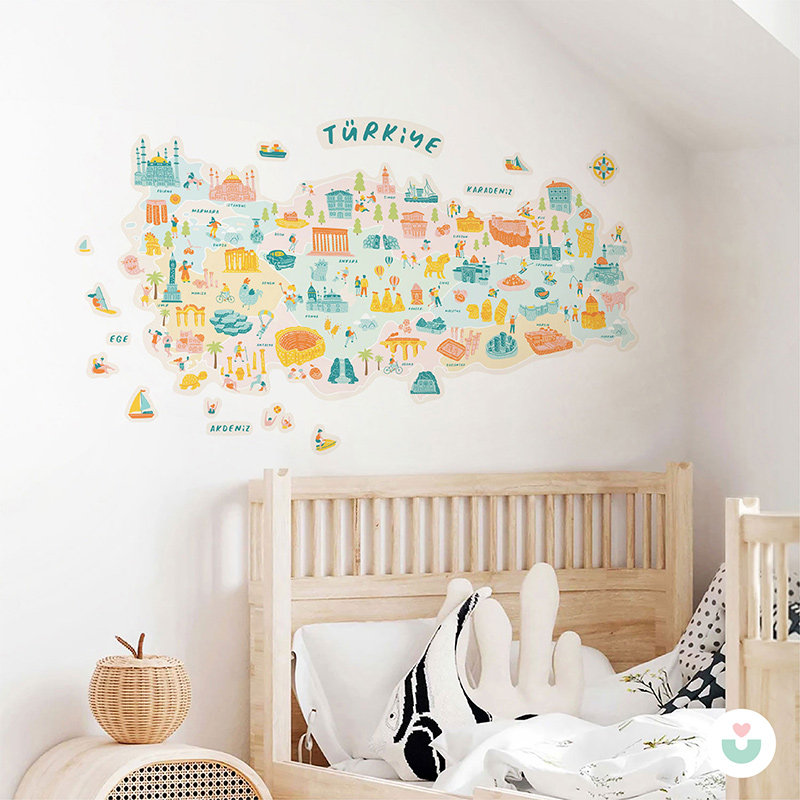 Türkiye Kültür Haritası Duvar Sticker - Pastel - 4