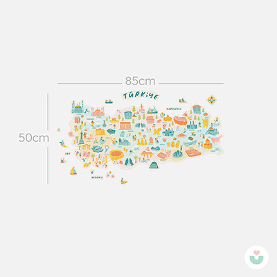 Türkiye Kültür Haritası Duvar Sticker - Pastel - 5
