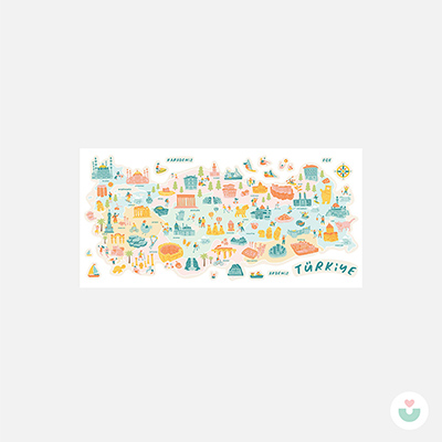 Türkiye Kültür Haritası Duvar Sticker - Pastel - 6