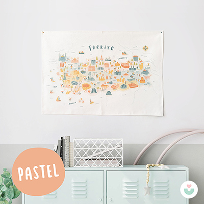 Türkiye Haritası Dekoratif Duvar Örtüsü - Pastel - 6