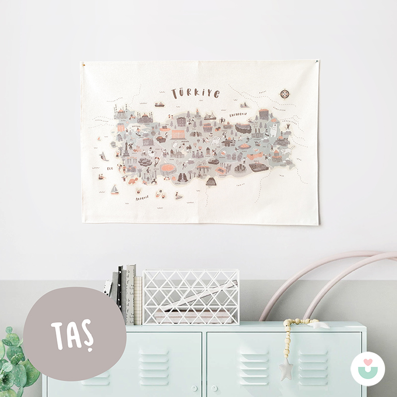 Türkiye Haritası Dekoratif Duvar Örtüsü - Pastel - 7