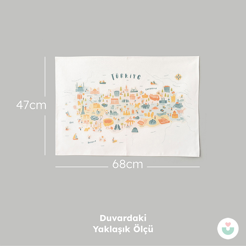 Türkiye Haritası Dekoratif Duvar Örtüsü - Pastel - 8