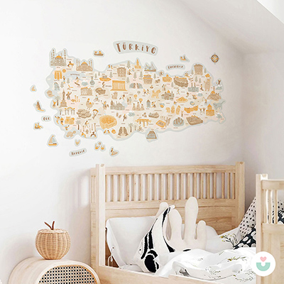 Türkiye Kültür Haritası Duvar Sticker - Bej Tonlar - Jüppo