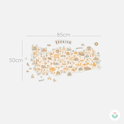 Türkiye Kültür Haritası Duvar Sticker - Bej Tonlar - 5
