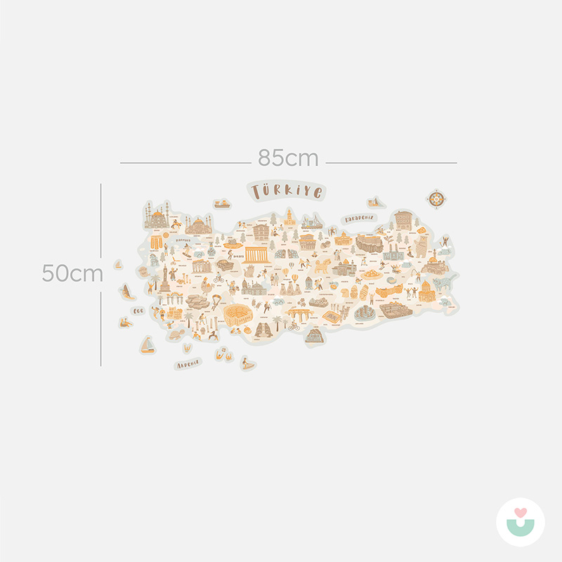Türkiye Kültür Haritası Duvar Sticker - Bej Tonlar - 5