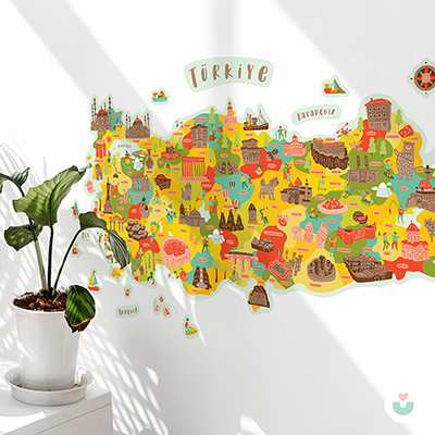 Türkiye Kültür Haritası Duvar Sticker - Renkli - Jüppo (1)