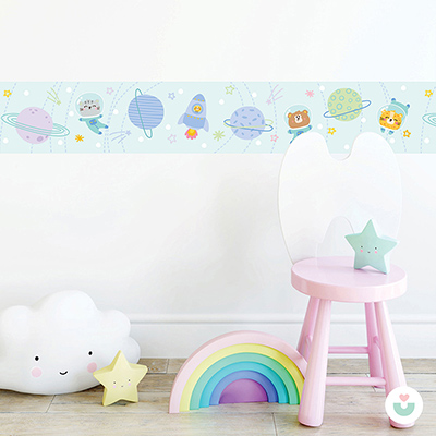 Uçan Astronotlar Sticker Duvar Bordürü - Jüppo