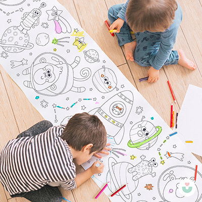 Uzay Macerası Dev Boyama Kağıdı – Astronotlar, Gezegenler, Yıldızlar - 2