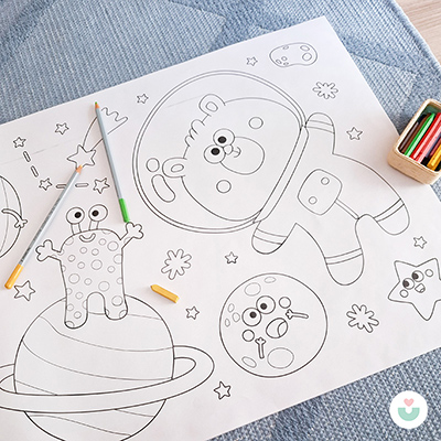 Uzay Macerası Dev Boyama Kağıdı – Astronotlar, Gezegenler, Yıldızlar - 3