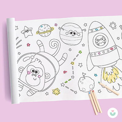 Uzay Macerası Dev Boyama Kağıdı – Astronotlar, Gezegenler, Yıldızlar - 1