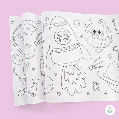 Uzay Macerası Dev Boyama Kağıdı – Astronotlar, Gezegenler, Yıldızlar - 4