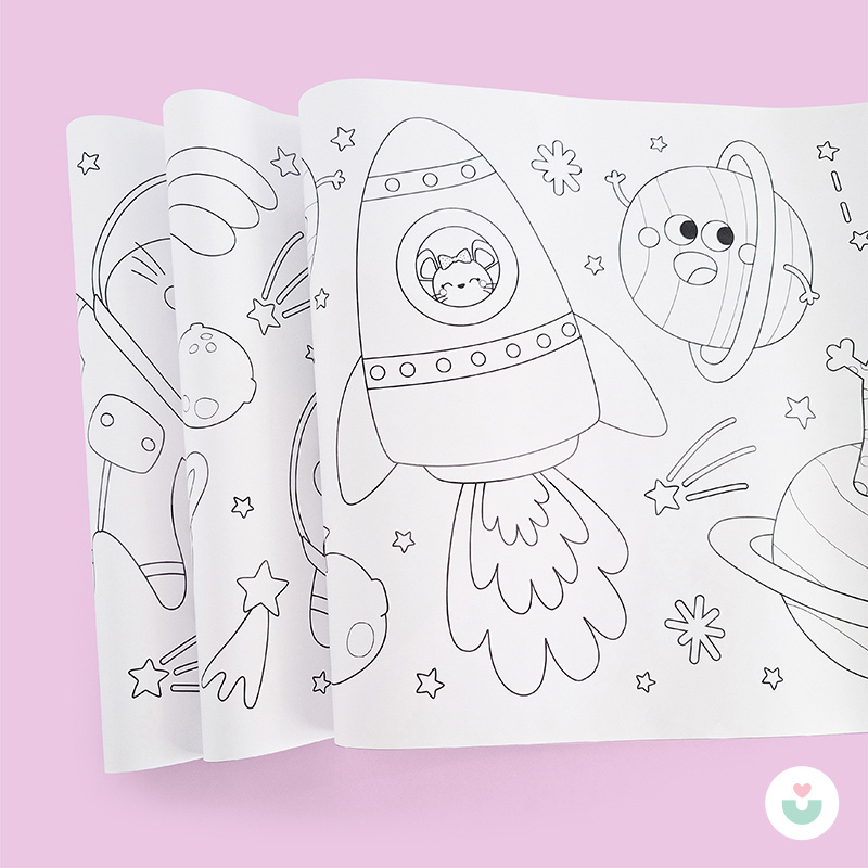 Uzay Macerası Dev Boyama Kağıdı – Astronotlar, Gezegenler, Yıldızlar - 4