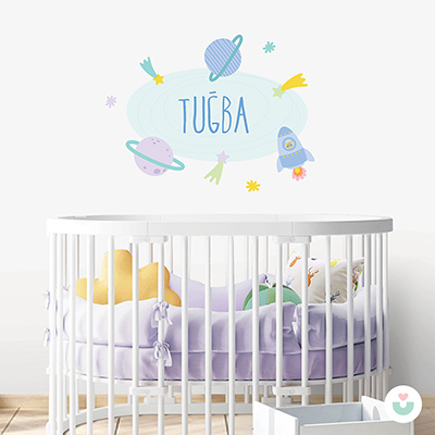 Uzaya Yolculuk İsme Özel Duvar Sticker - Jüppo