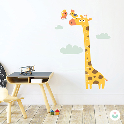 Zürafa ve Papağanlar Sticker Boy Cetveli - Jüppo